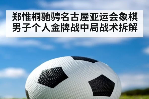 郑惟桐驰骋名古屋亚运会象棋男子个人金牌战中局战术拆解